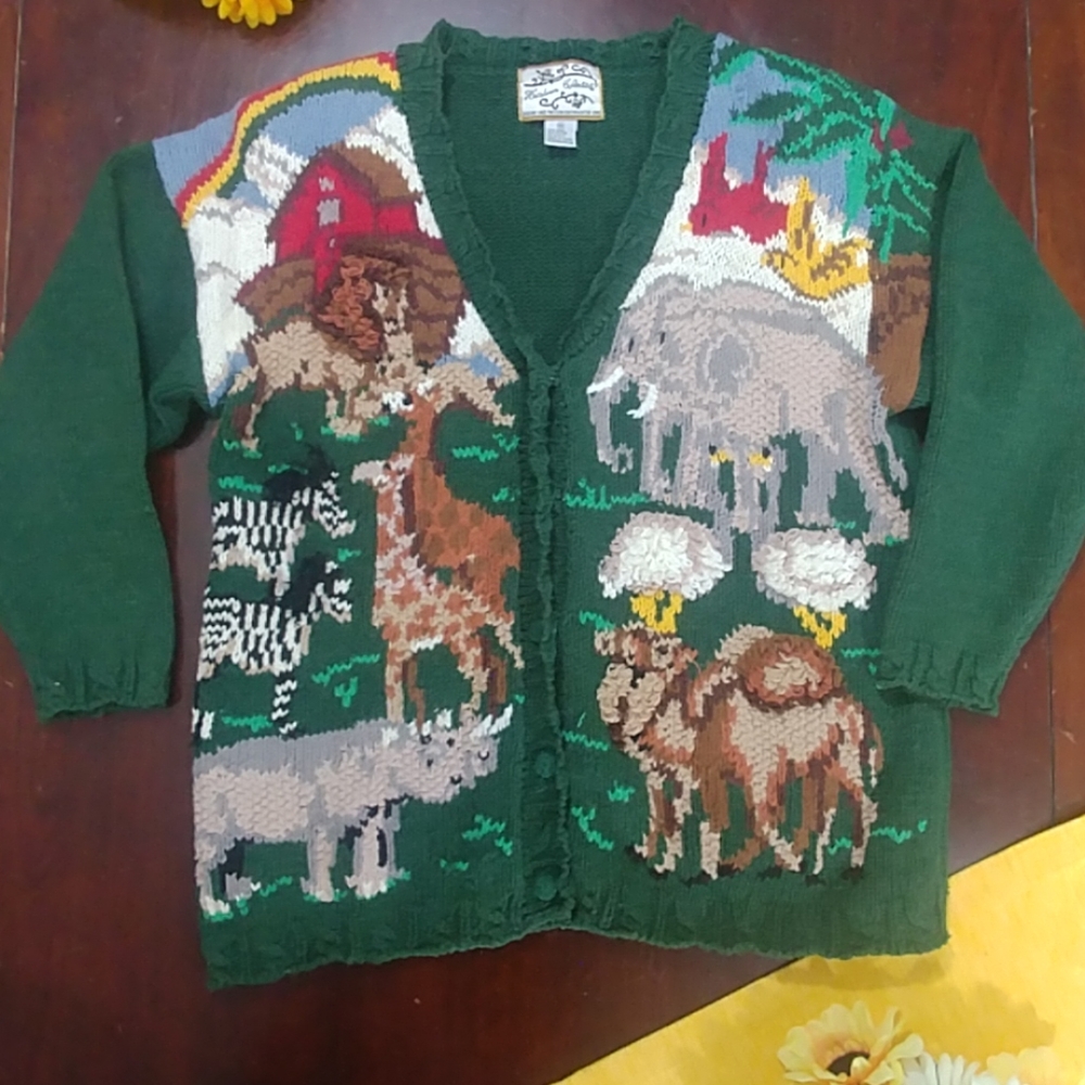 Heirloom Collectibles Noahs Ark Cardigan Sweater